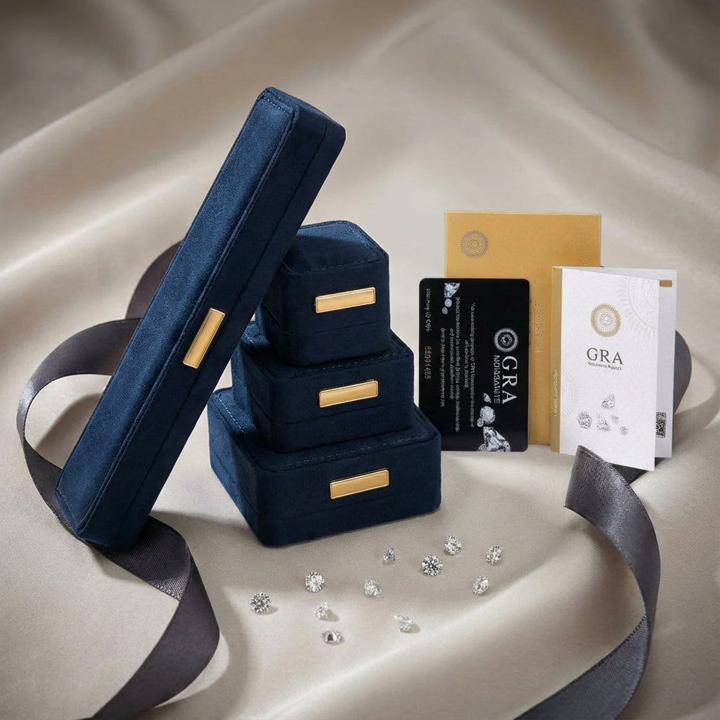 Sterling silver eternity ring with continuous row of brilliant moissanite stones in scalloped crown setting with milgrain detail