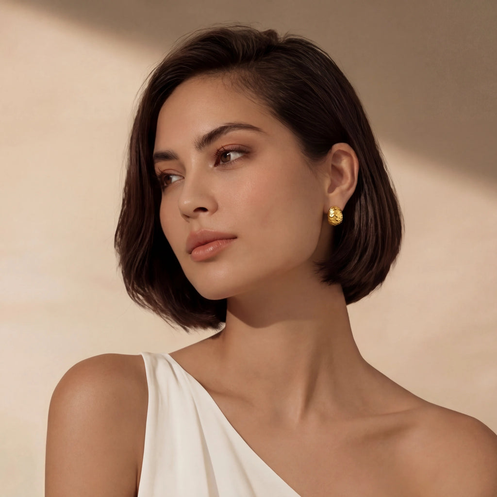 Hammered Gold Huggies