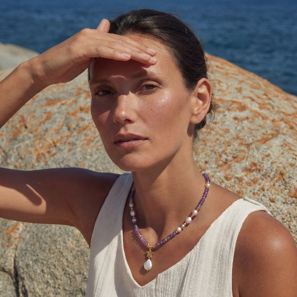 Celestial Amethyst Pearl Necklace
